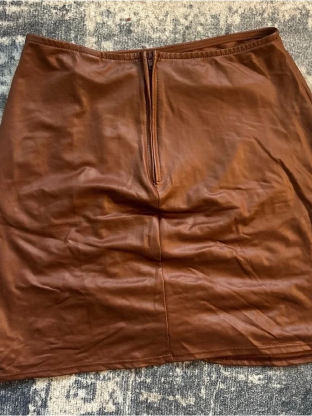 Windsor Brown Ruched Faux Leather Mini Skirt